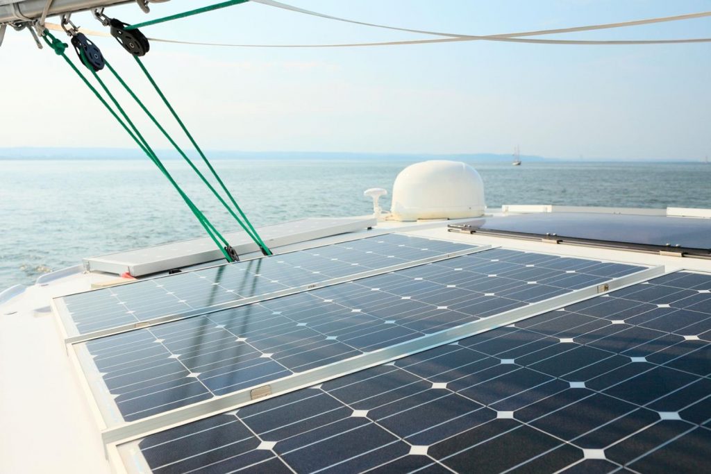 Solar panels on a boat