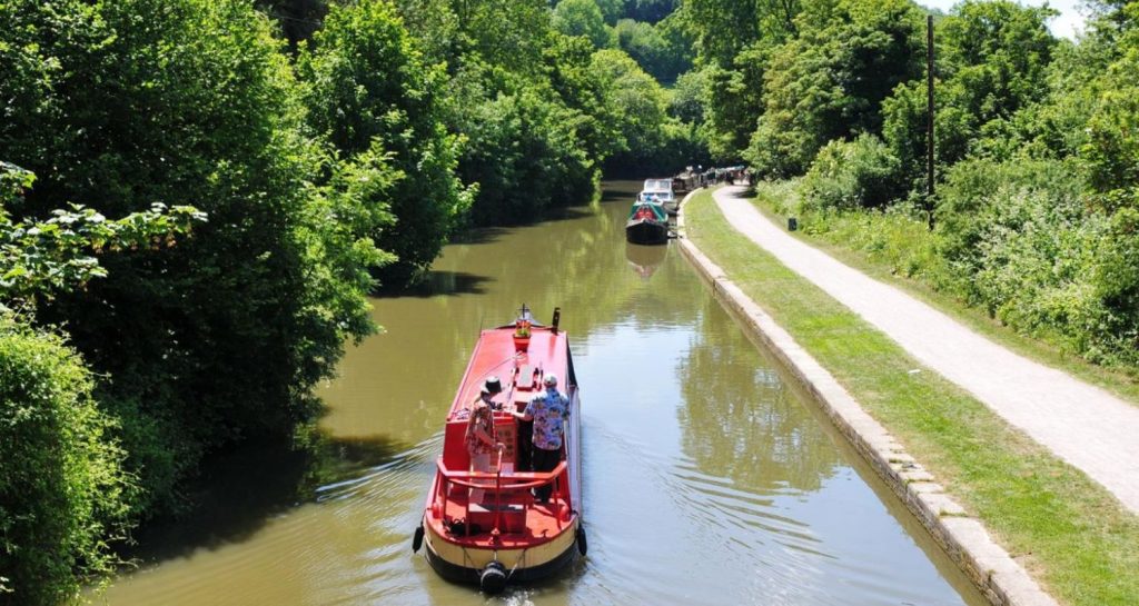 Narrowboats on a canal
