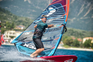 A person windsurfing