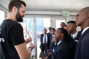 Friedrich J. Deimann meeting with young people from Sail Africa and Lawhill Maritime School