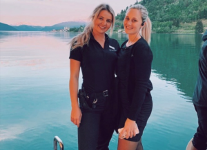 leah tennant and friend working on a yacht